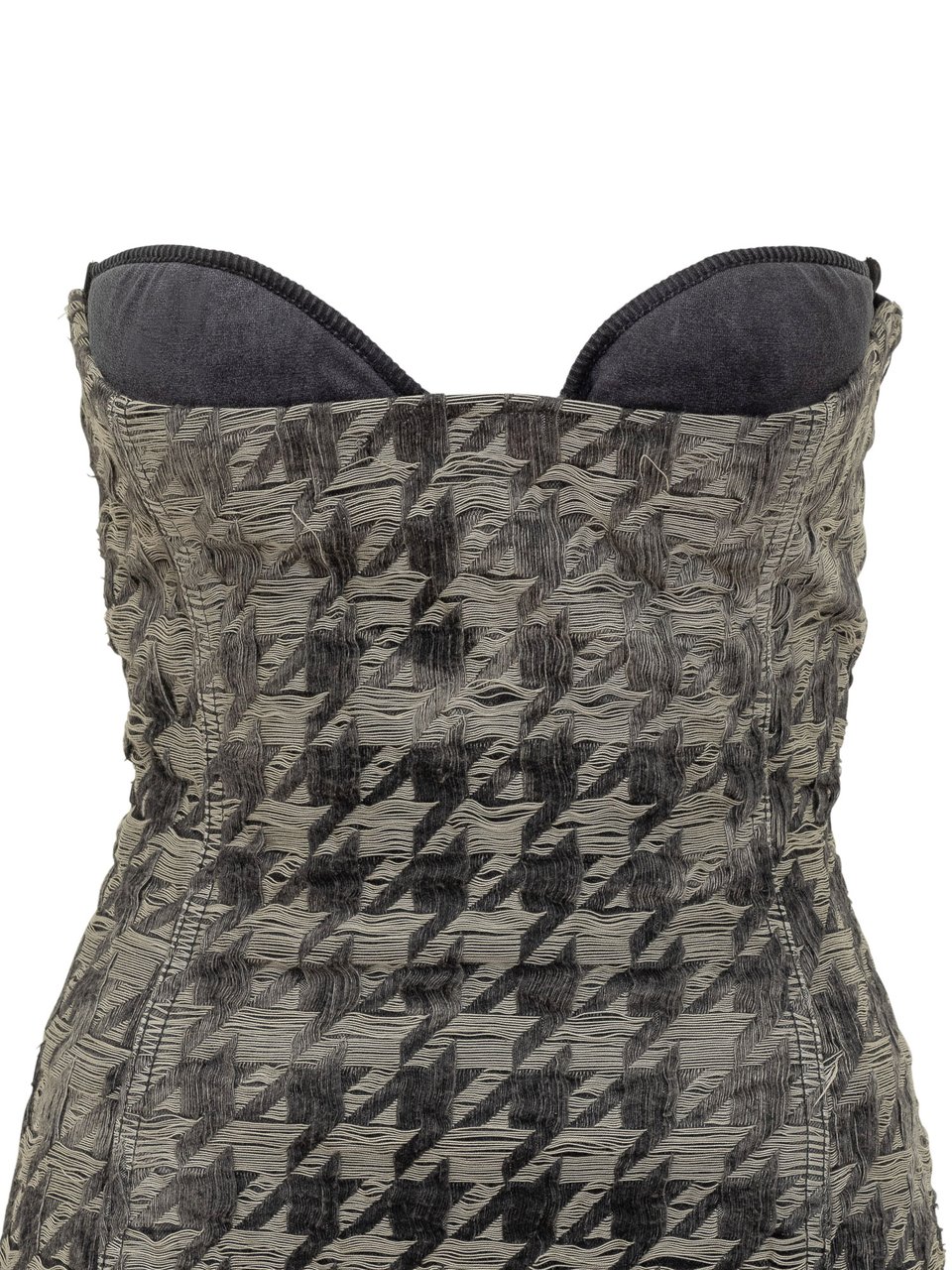 Diesel Diesel Abito Bustier Lungo Pied de Poule Zwart