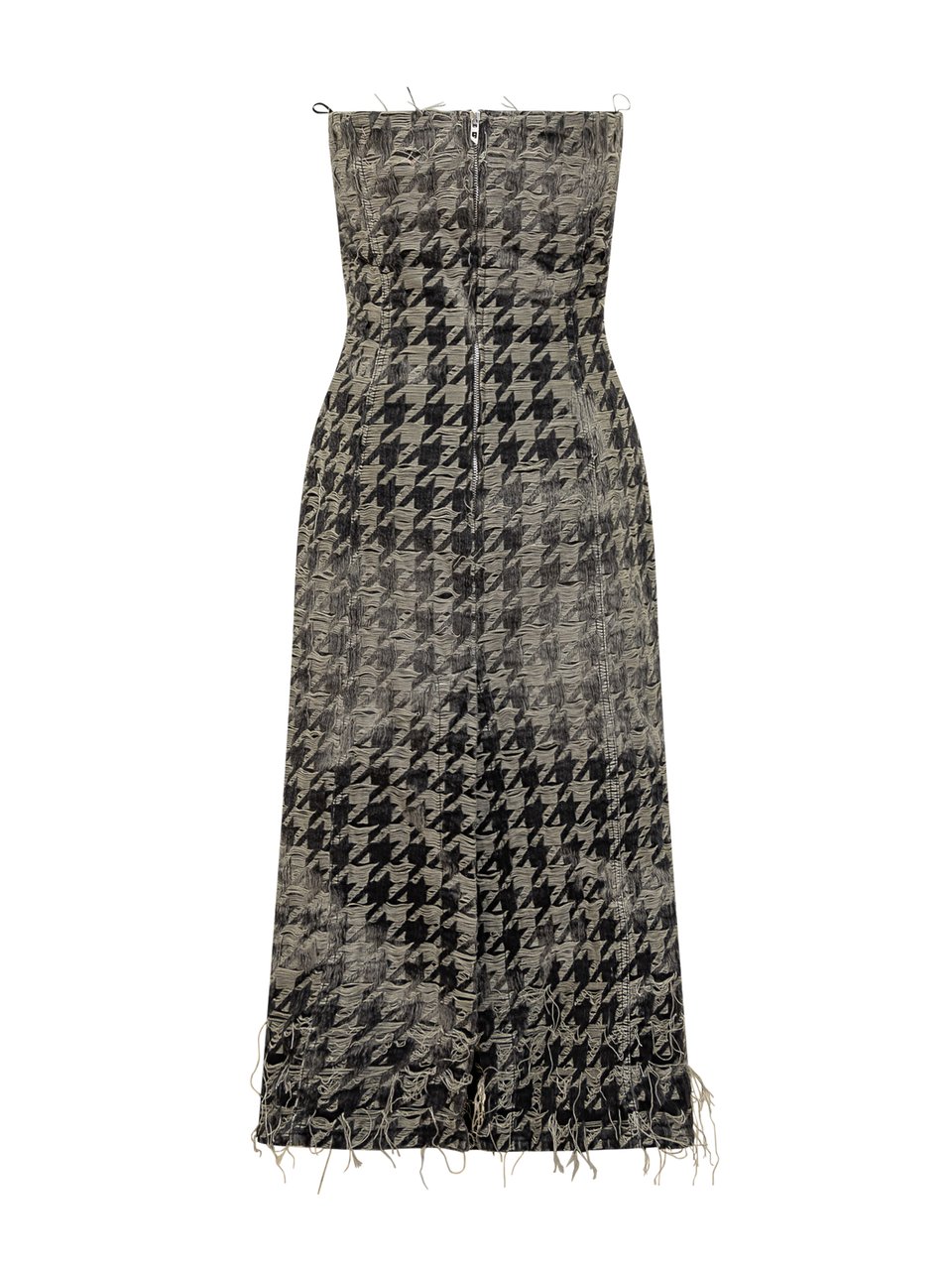 Diesel Diesel Abito Bustier Lungo Pied de Poule Zwart