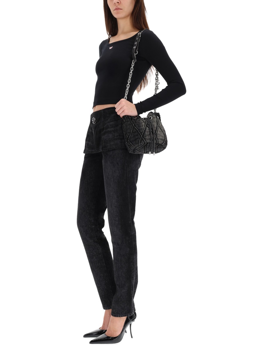 Diesel D-Hourjian Layered Waistband Jeans Zwart
