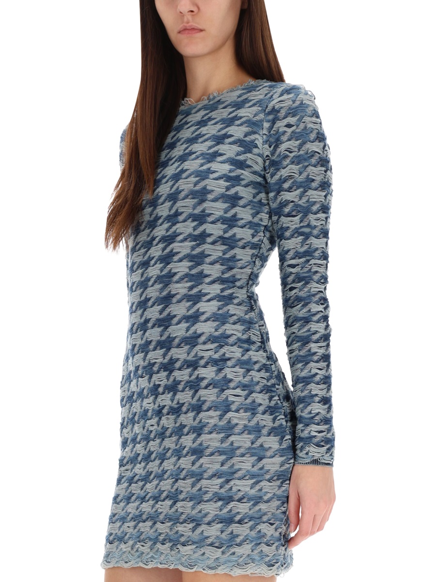 Diesel Houndstooth M-Halma Zipper Dress Grijs