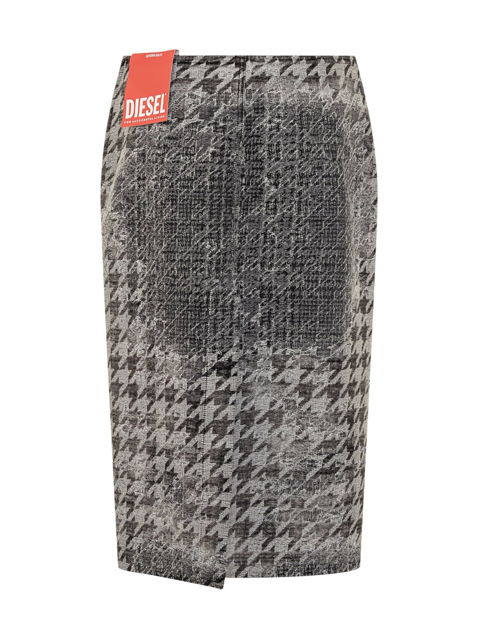 Diesel Diesel Gonna Tubino Pied de Poule Effetto Destroyed Zwart