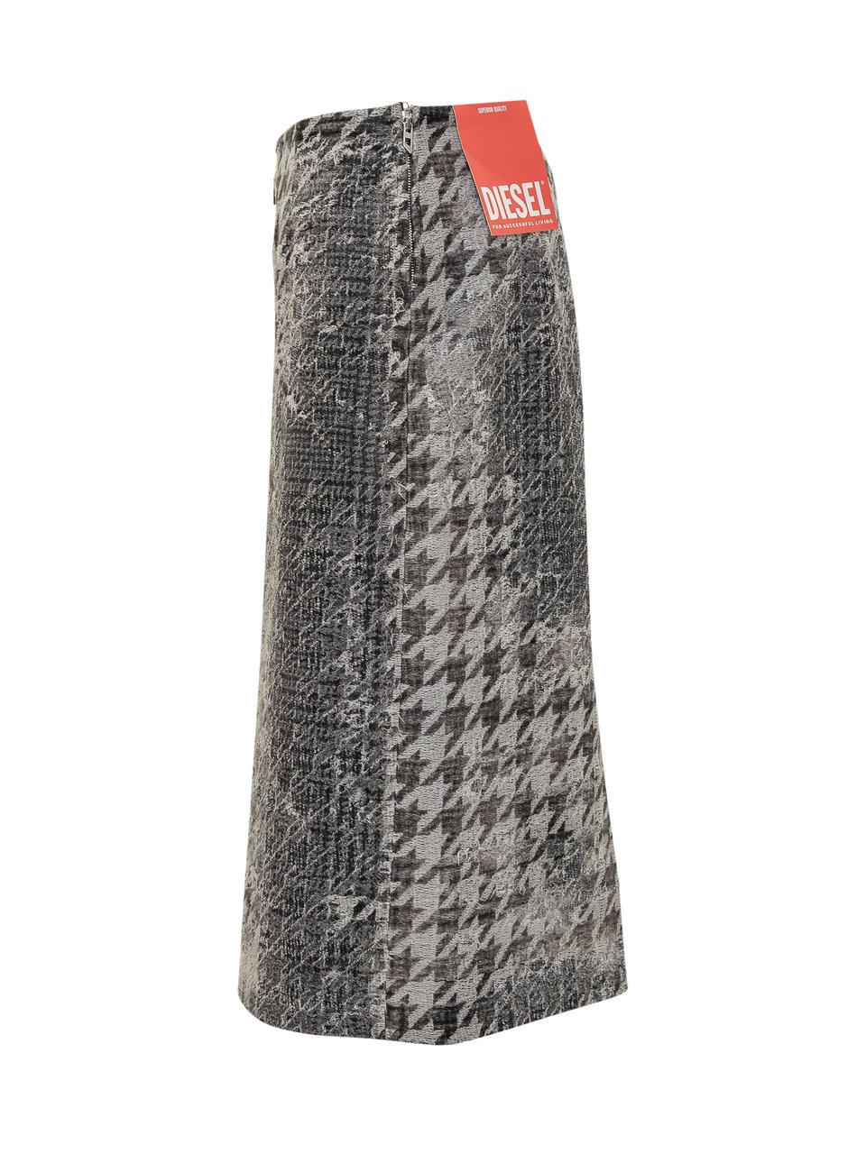 Diesel Diesel Gonna Tubino Pied de Poule Effetto Destroyed Zwart