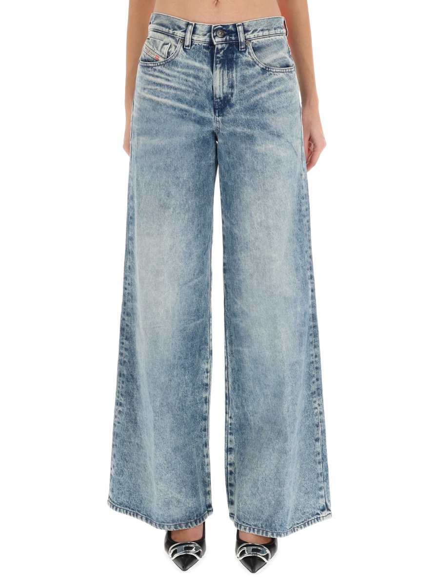 Diesel 1978 D-Akemi Flare Wide-Leg Jeans Blauw