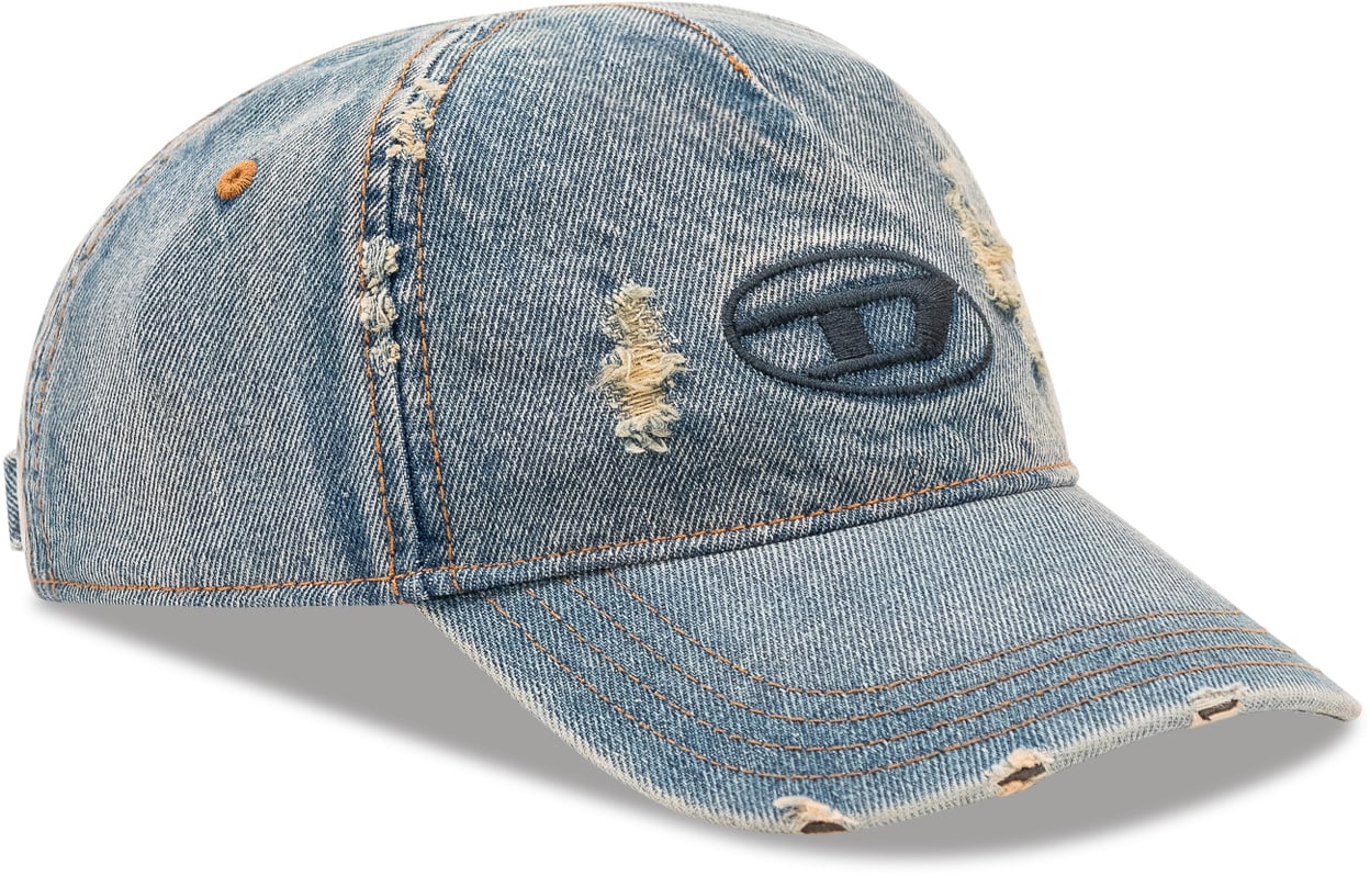 Diesel Cappellino Effetto Used con Ricamo Logo Blauw