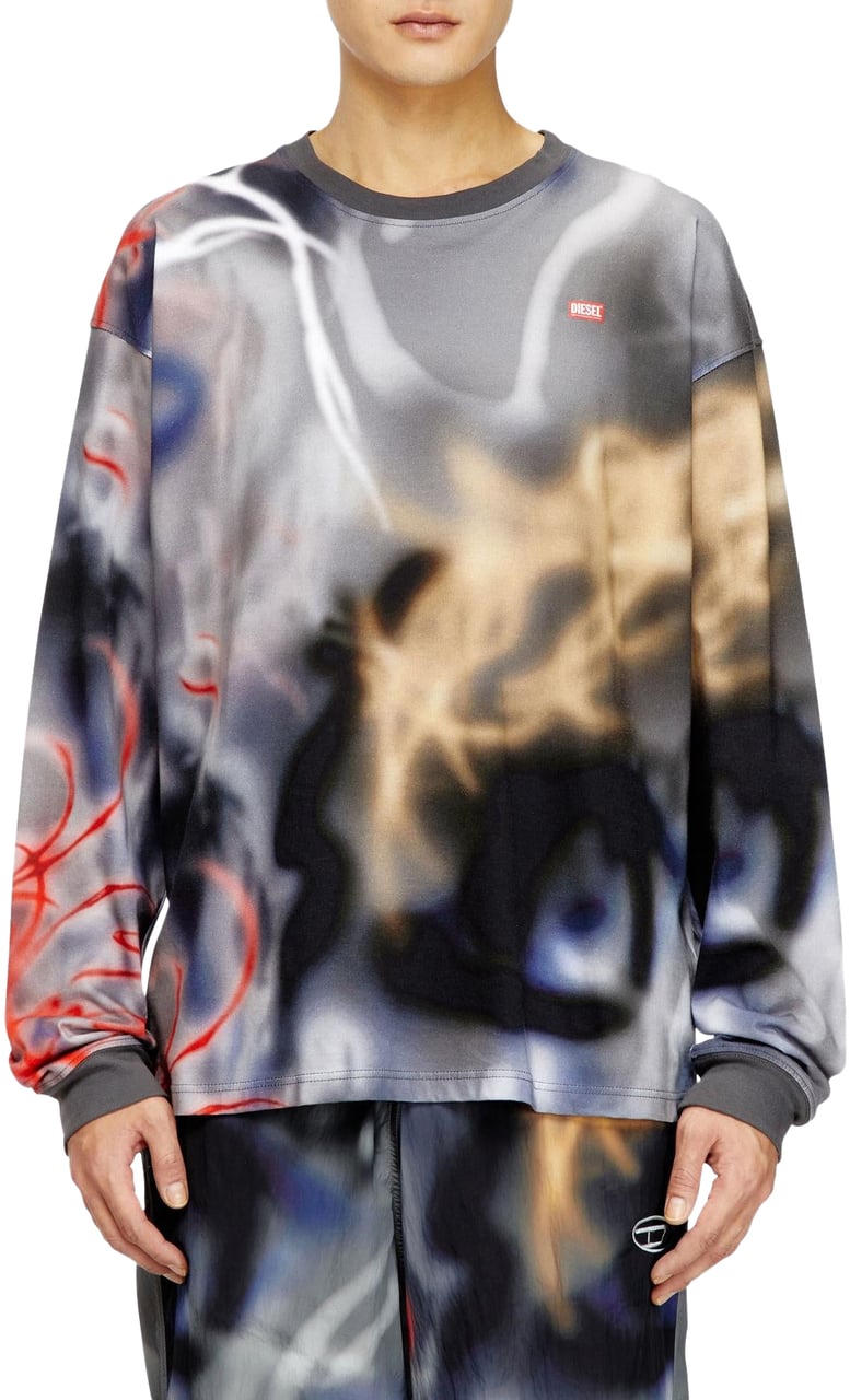 Diesel Heren T-Boxt-Ls-V4 T-Shirt Grijs