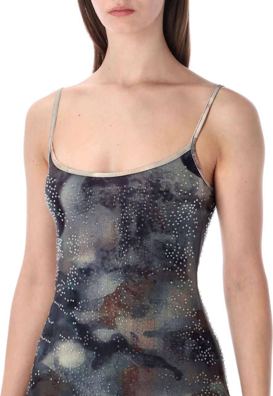 Diesel D-Loop Mini Dress Crystal Blue Camouflage Blauw