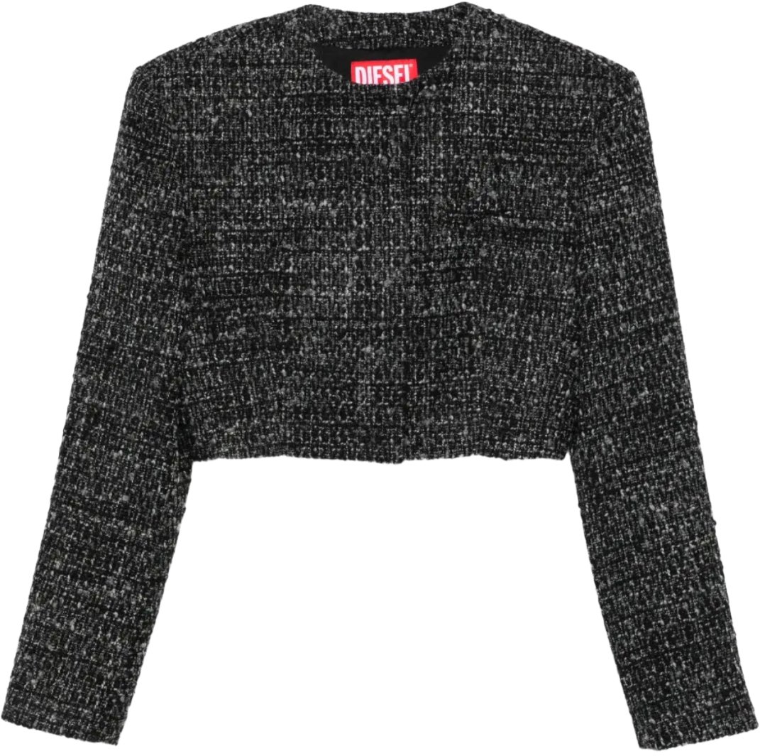 Diesel Crop Jacket Black Zwart