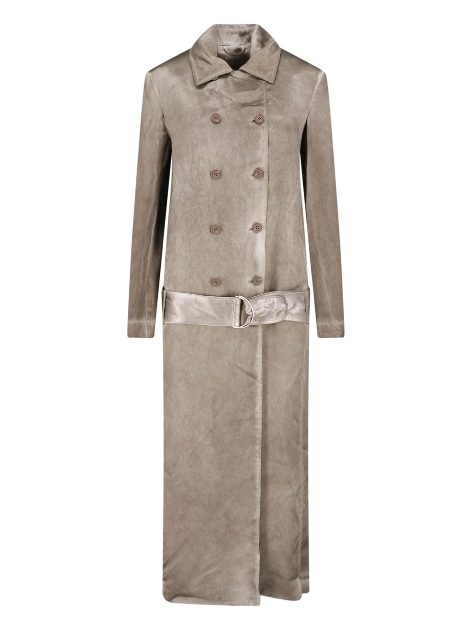 Diesel Grey Acetate Satin Double Breasted Trench Coat Grijs