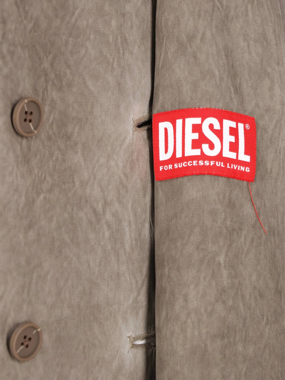Diesel Grey Acetate Satin Double Breasted Trench Coat Grijs