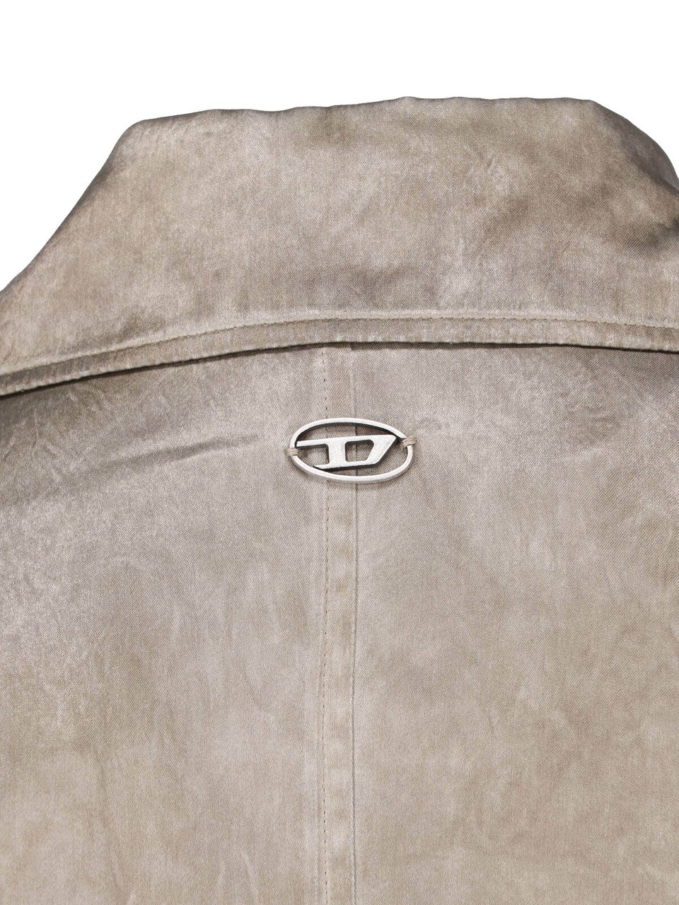 Diesel Grey Acetate Satin Double Breasted Trench Coat Grijs