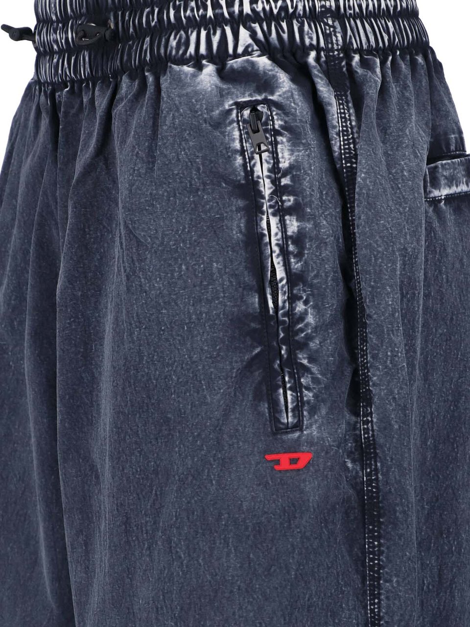 Diesel Relaxed Wide-Leg Trousers with Adjustable Hem Blauw
