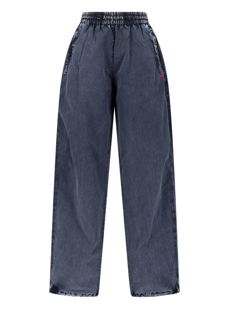 Diesel Relaxed Wide-Leg Trousers with Adjustable Hem Blauw
