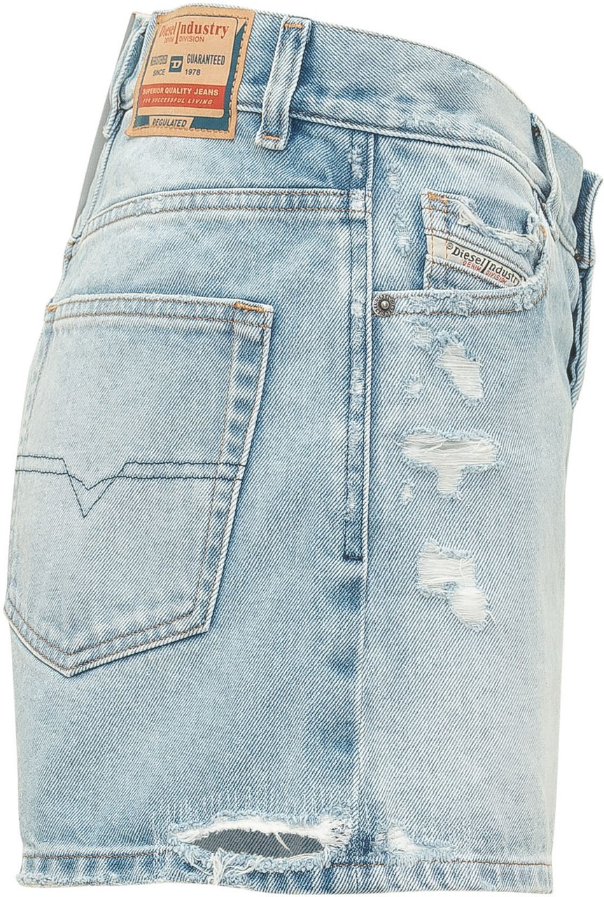 Diesel Shorts De-Helios in Denim con Cinque Tasche Lichtblauw