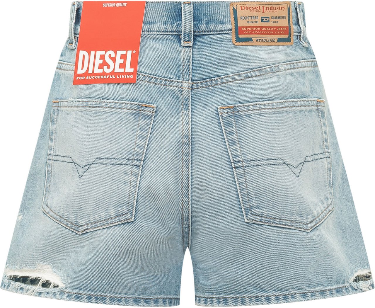 Diesel Shorts De-Helios in Denim con Cinque Tasche Lichtblauw