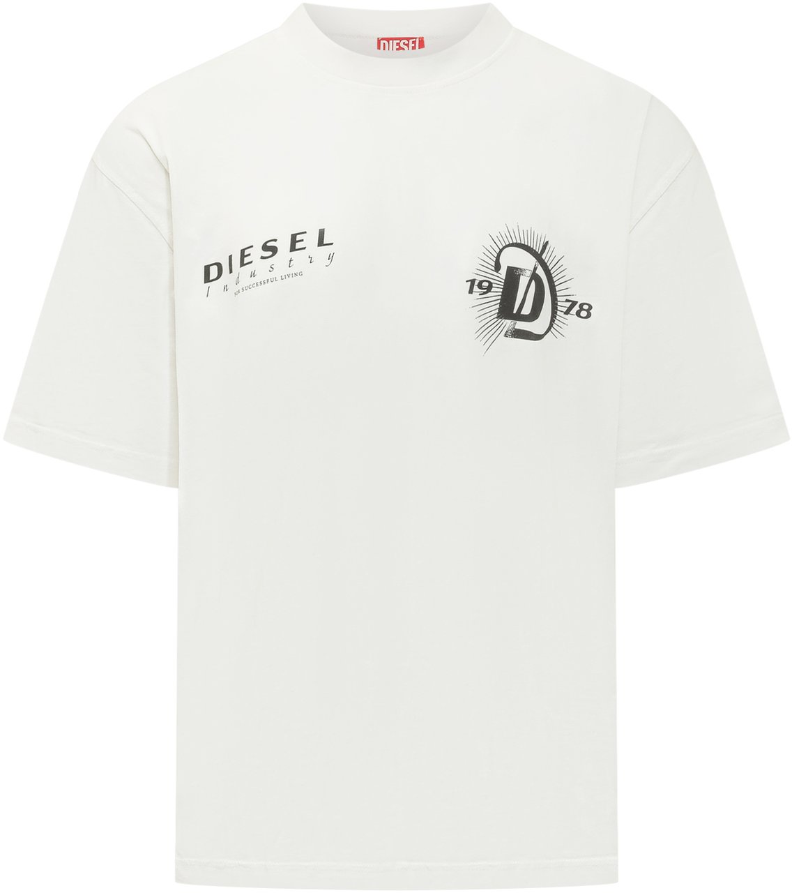 Diesel T-shirt T-boggy-V6 con Stampa Logo e Grafica 1978 Wit
