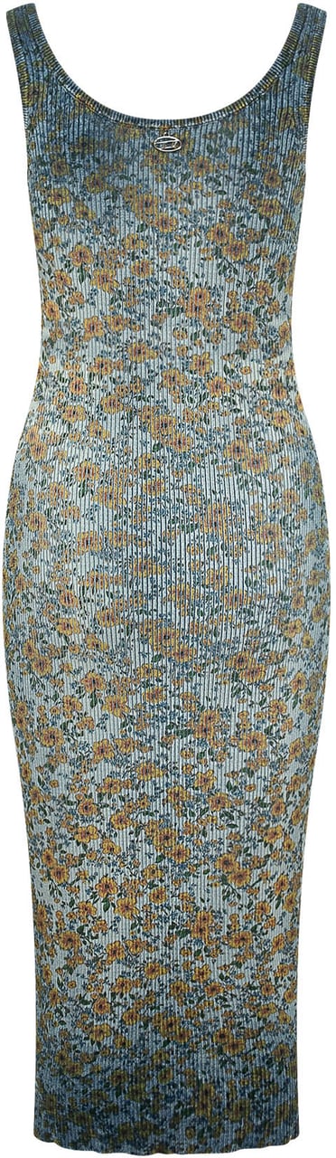 Diesel Abito Lungo a Costine con Stampa Floreale Blauw
