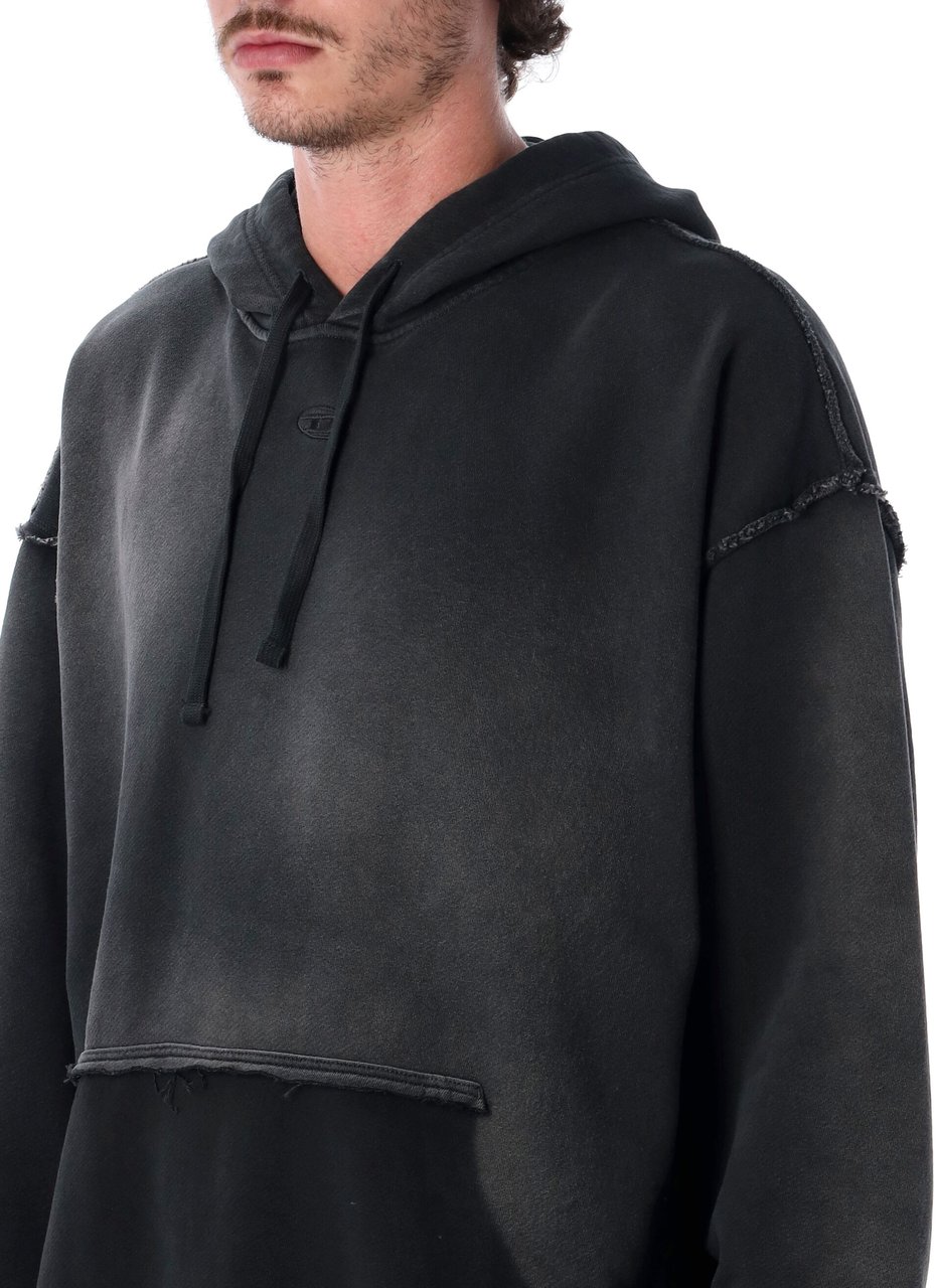 Diesel Pock Hoodie Washed Nero Donkergrijs