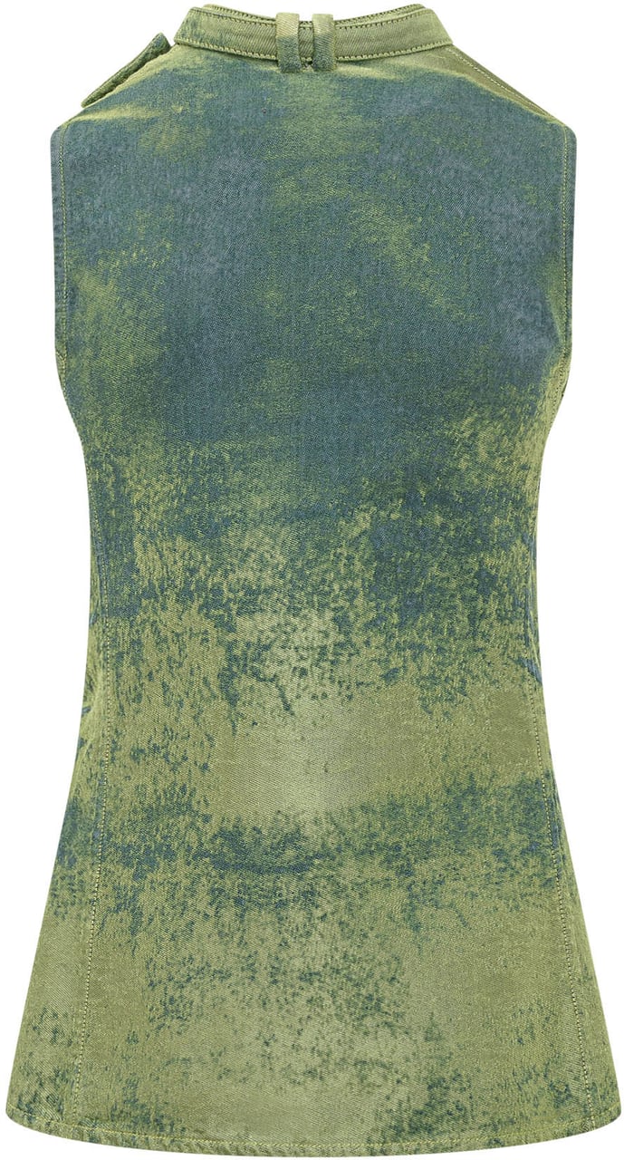 Diesel Top Smanicato con Collo Alto e Lacci Lime