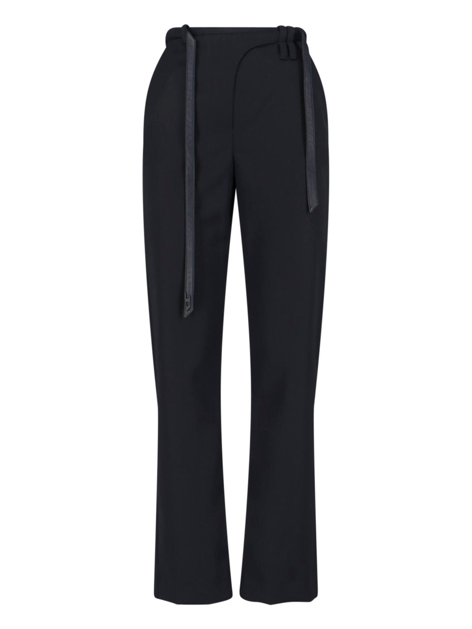 Diesel Black Tailored Wool Blend Pants with Belt Zwart