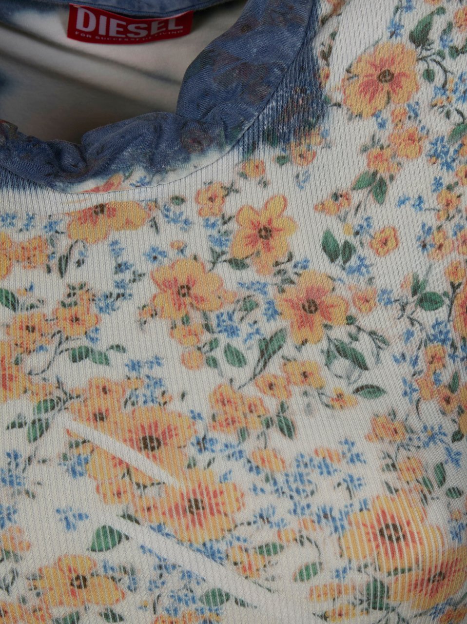 Diesel D-Ayana Floral Print Ribbed Mini Dress Grijs
