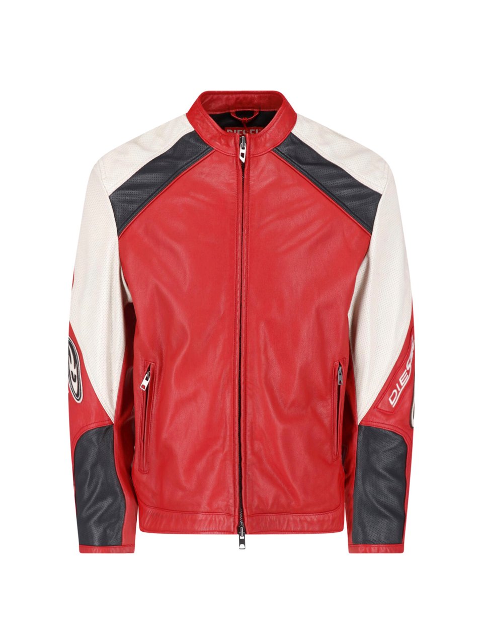 Diesel Multicolor Goat Leather Biker Jacket Rood