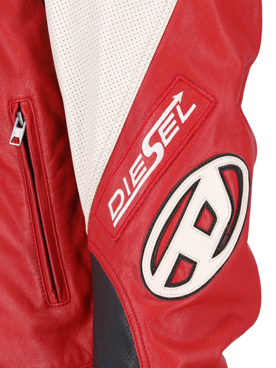 Diesel Multicolor Goat Leather Biker Jacket Rood