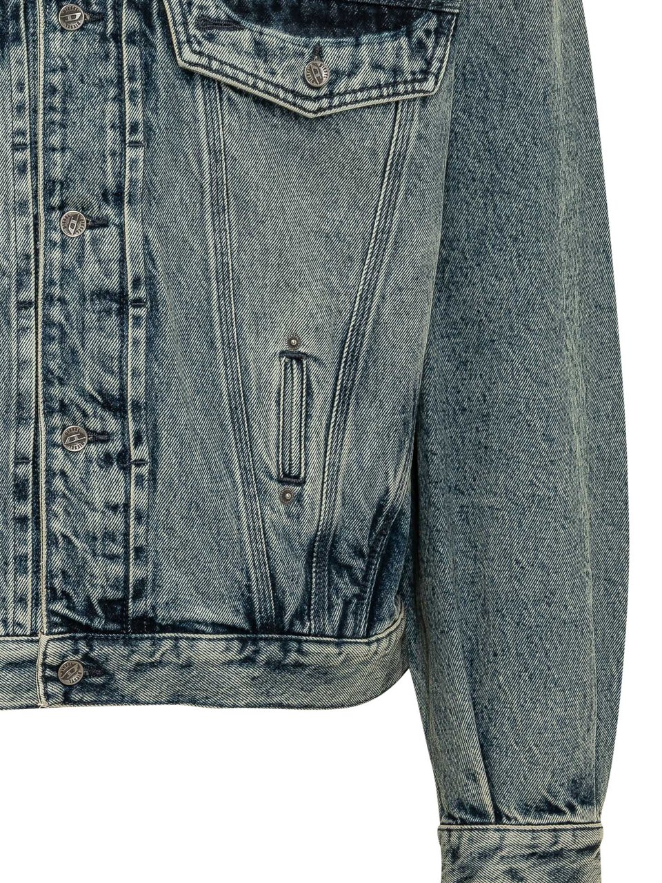 Diesel Giacca Effetto Denim con Patch Blauw