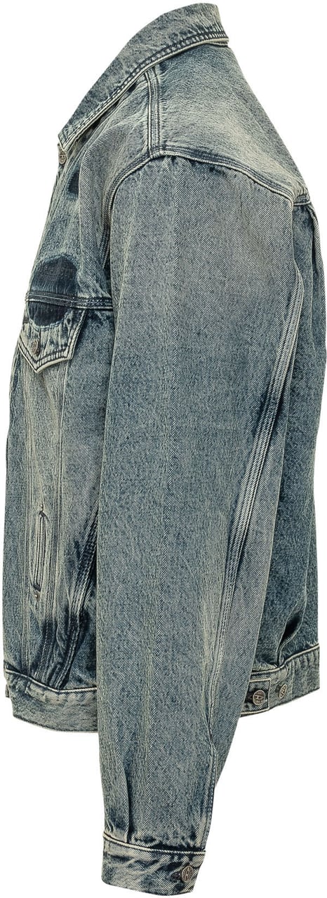 Diesel Giacca Effetto Denim con Patch Blauw