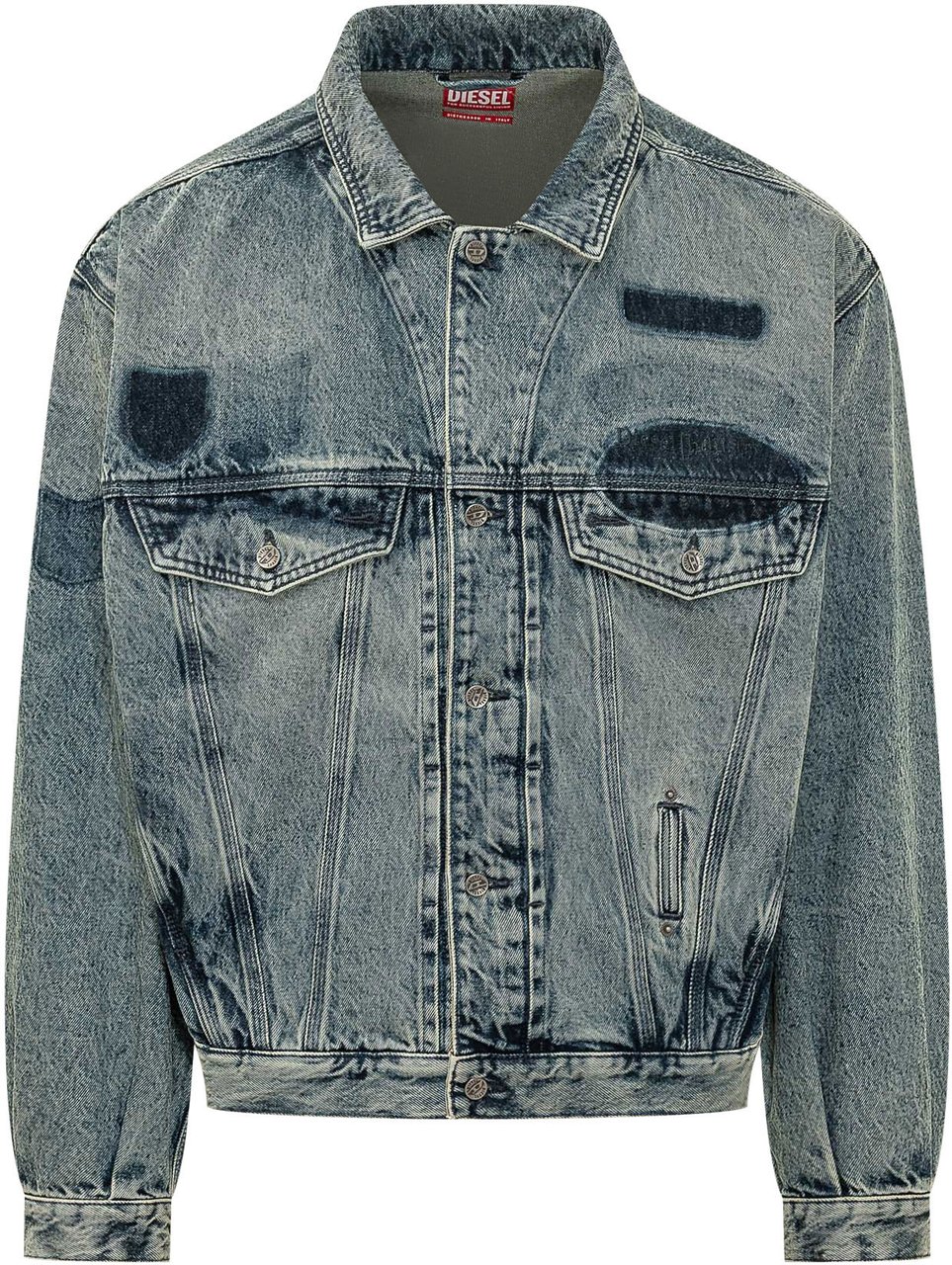 Diesel Giacca Effetto Denim con Patch Blauw