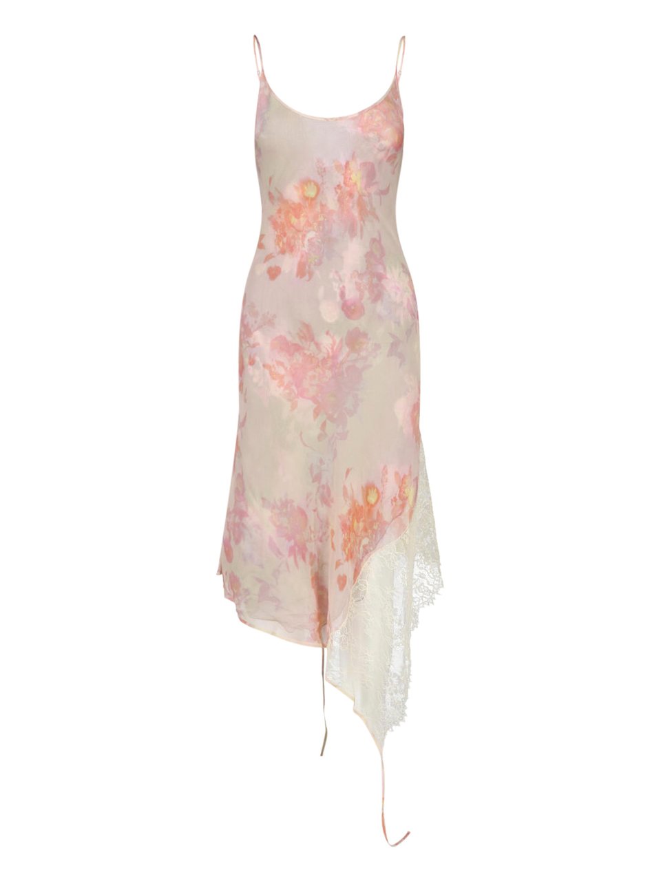Diesel Asymmetrical Hem Midi Dress with Floral Print Neutraal