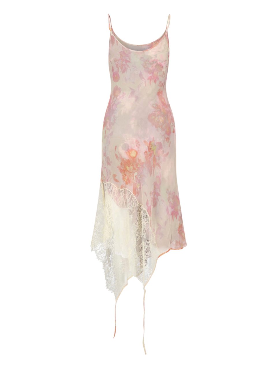 Diesel Asymmetrical Hem Midi Dress with Floral Print Neutraal
