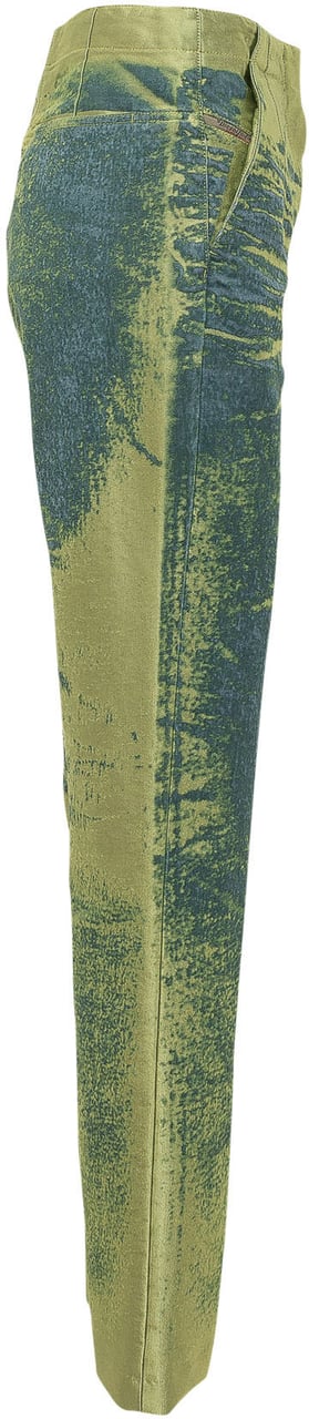 Diesel Pantalone a Gamba Dritta con Stampa Astratta Lime