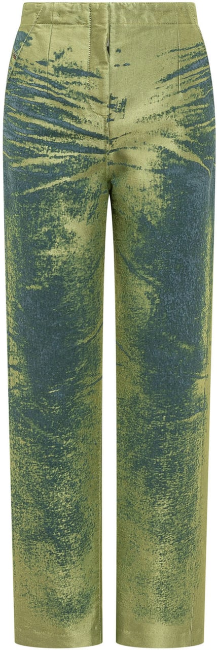 Diesel Pantalone a Gamba Dritta con Stampa Astratta Lime