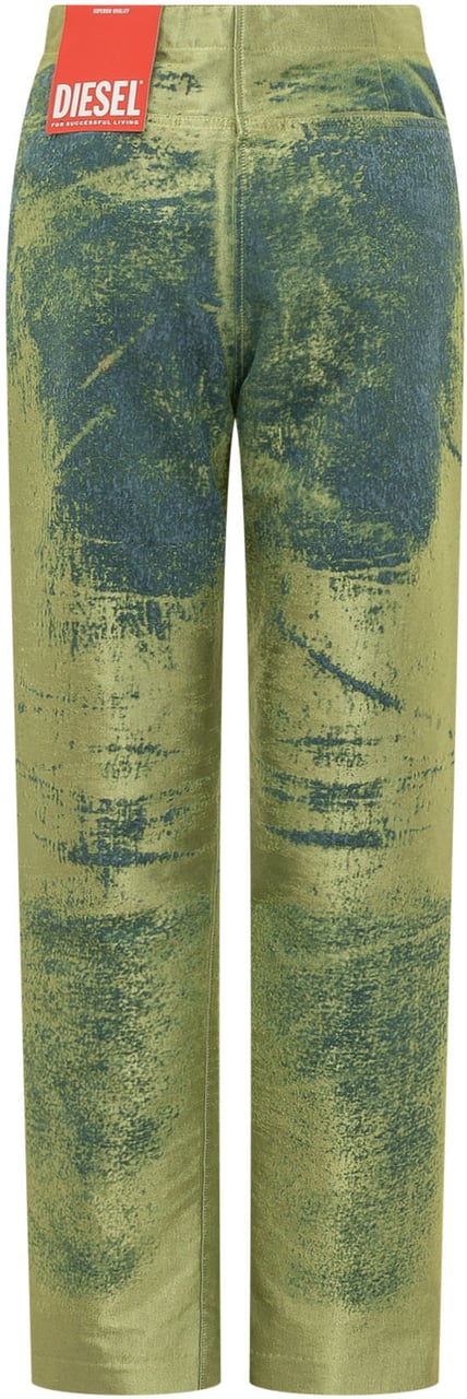 Diesel Pantalone a Gamba Dritta con Stampa Astratta Lime