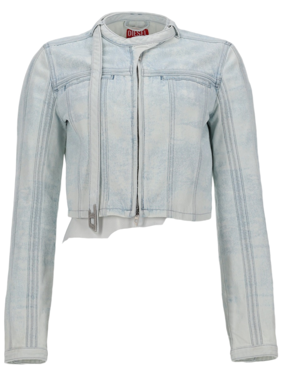 Diesel De-Saphix Cropped Denim Zip Jacket Wit
