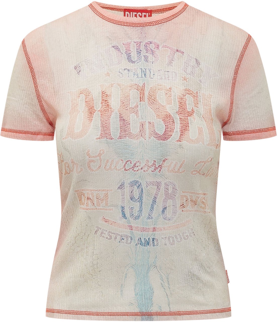 Diesel T-Shirt Iana con Stampa Frontale e Maniche Corte Wit