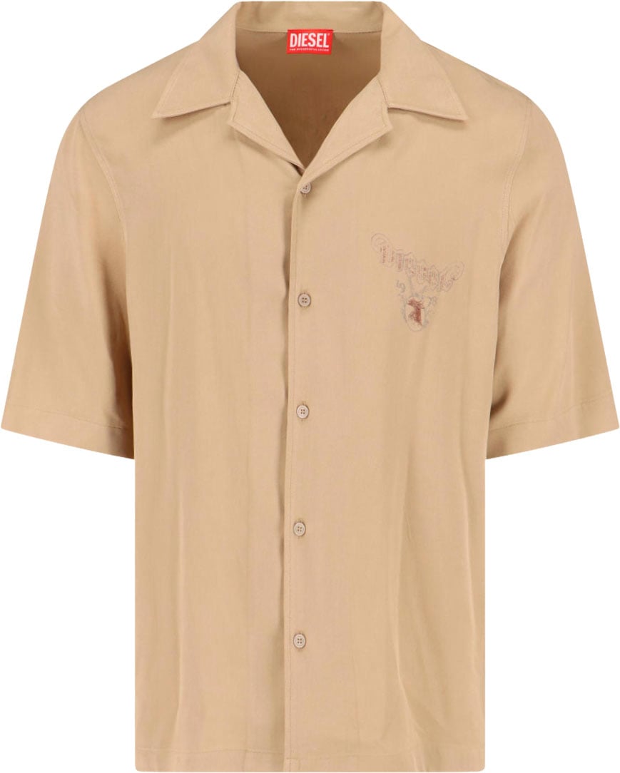 Diesel Beige Short Sleeve Printed Shirt Neutraal