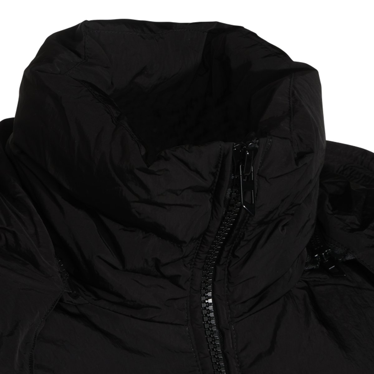 Diesel Black Hooded Crinkle Down Jacket Zwart
