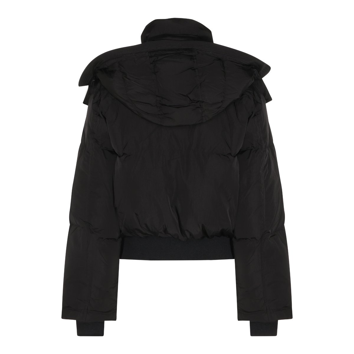 Diesel Black Hooded Crinkle Down Jacket Zwart