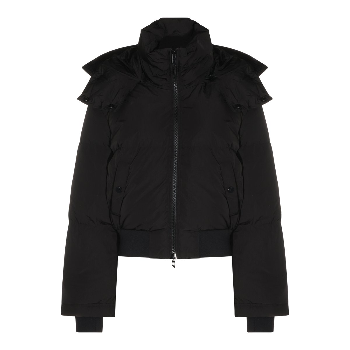 Diesel Black Hooded Crinkle Down Jacket Zwart