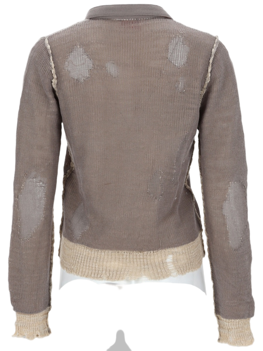 Diesel M-Dracarina Cropped Frayed Cotton Sweater Neutraal
