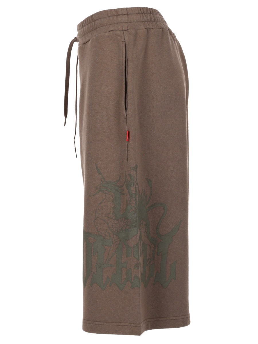 Diesel P-From Cotton Hemp Relaxed Shorts Grijs