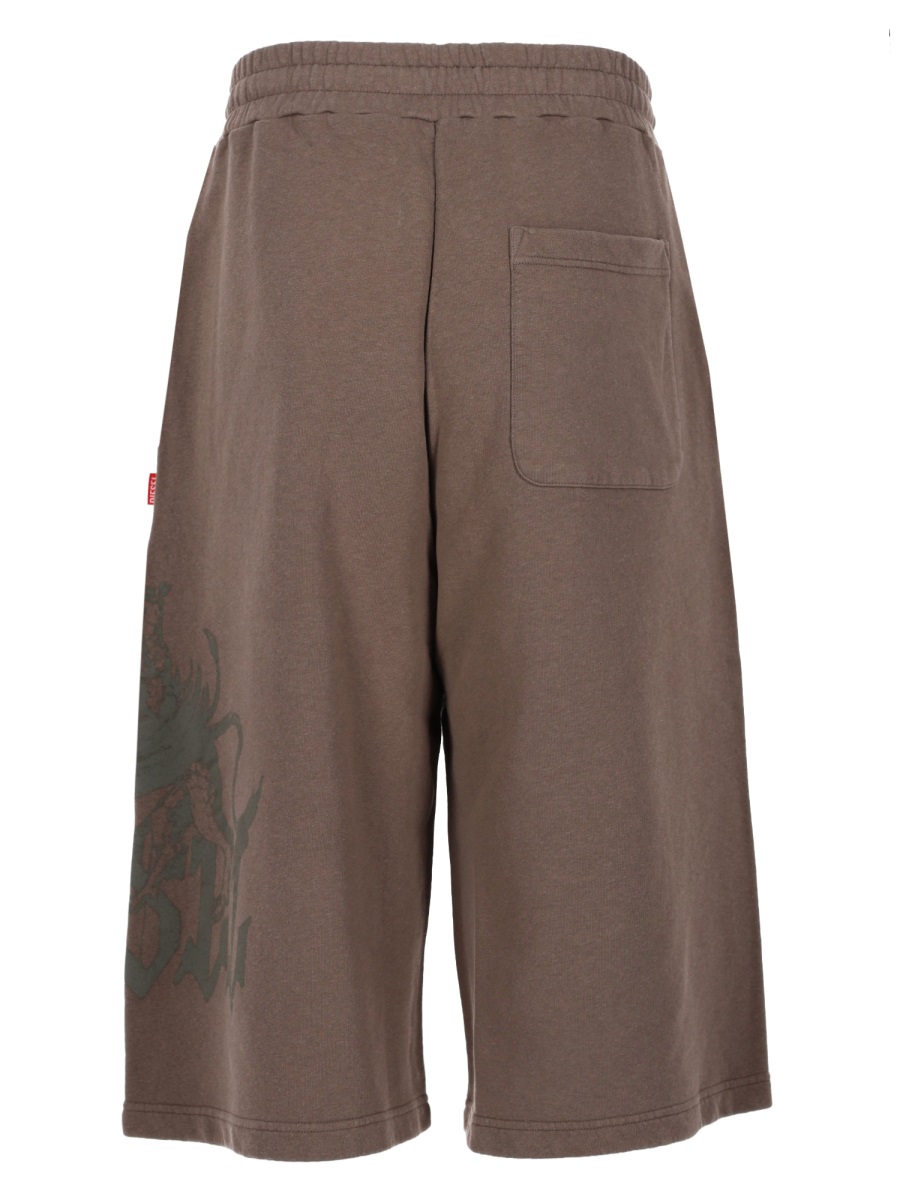 Diesel P-From Cotton Hemp Relaxed Shorts Grijs