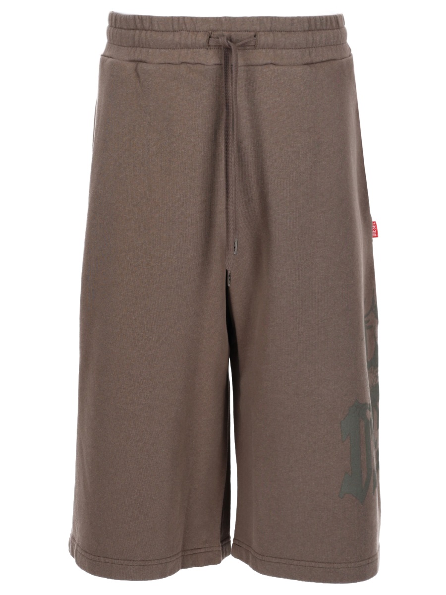 Diesel P-From Cotton Hemp Relaxed Shorts Grijs