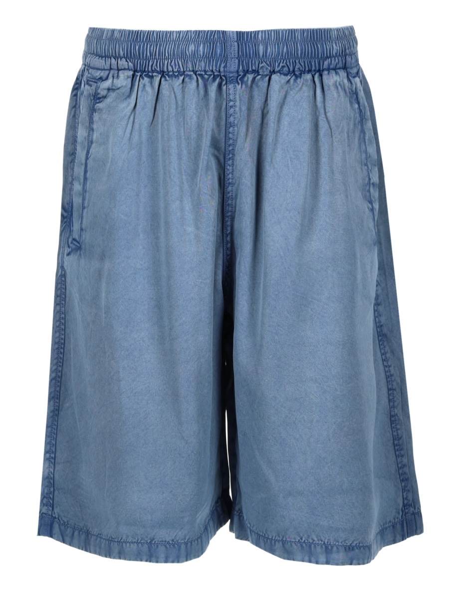 Diesel Washed Blue Viscose Jogger Shorts Blauw