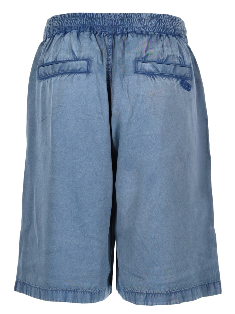 Diesel Washed Blue Viscose Jogger Shorts Blauw