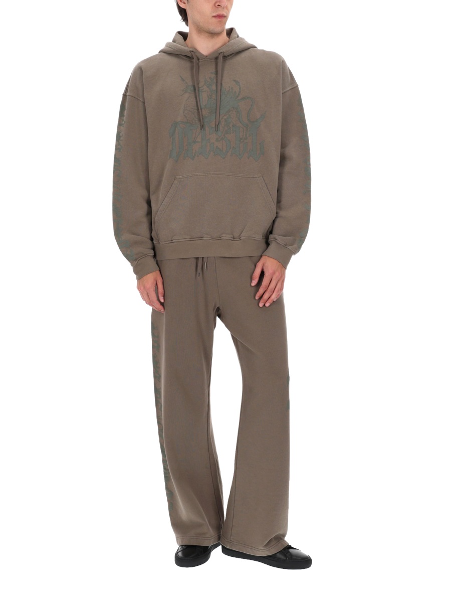 Diesel Cotton Hemp Graphic Logo Hoodie Bruin