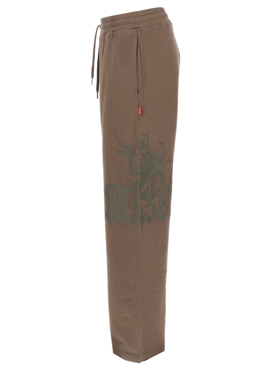Diesel P-Gro Cotton-Hemp Printed Pants Grijs