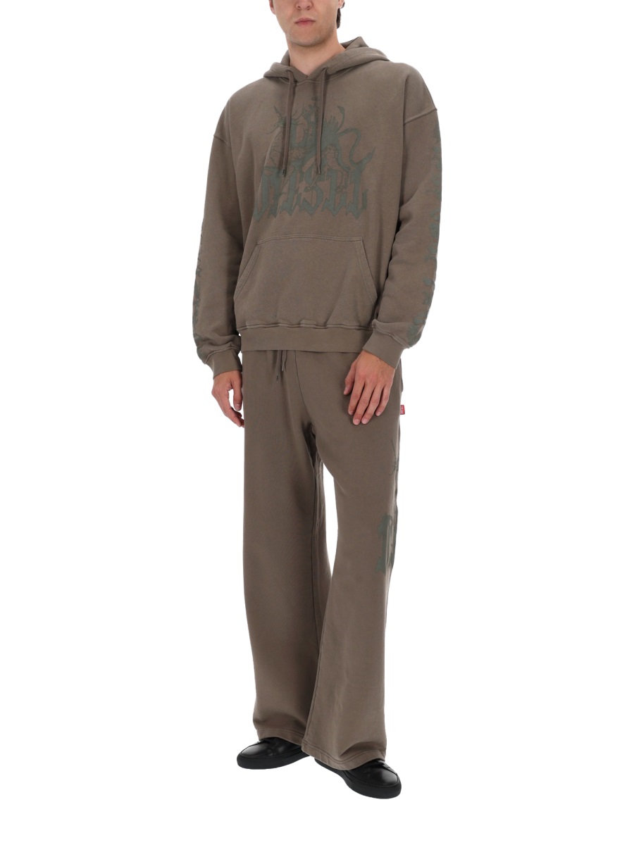 Diesel P-Gro Cotton-Hemp Printed Pants Grijs