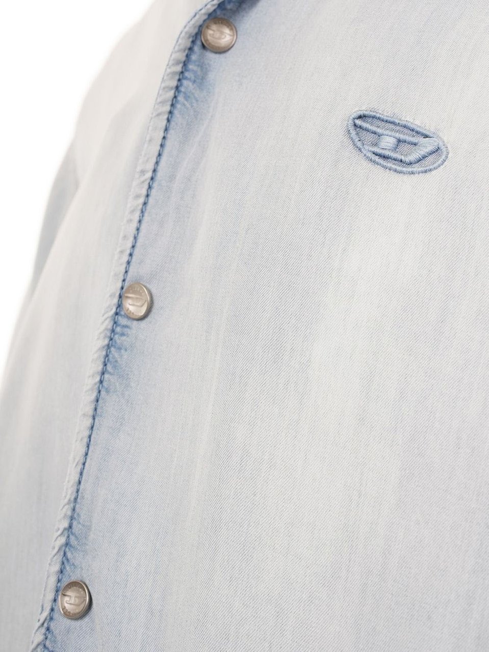 Diesel Short-Sleeve Casual Shirt with Light Wash Effect Blauw